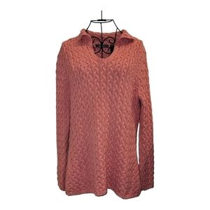 𝅺liz CLAIBORNE pink long cable knit sweater size M
